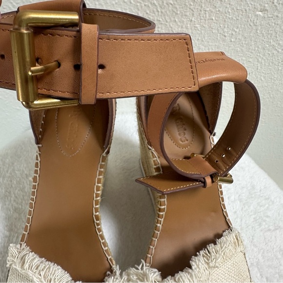See By Chloe Glyn Fringe Wedge Sandals in Cream Platform - Picture 9 of 13
